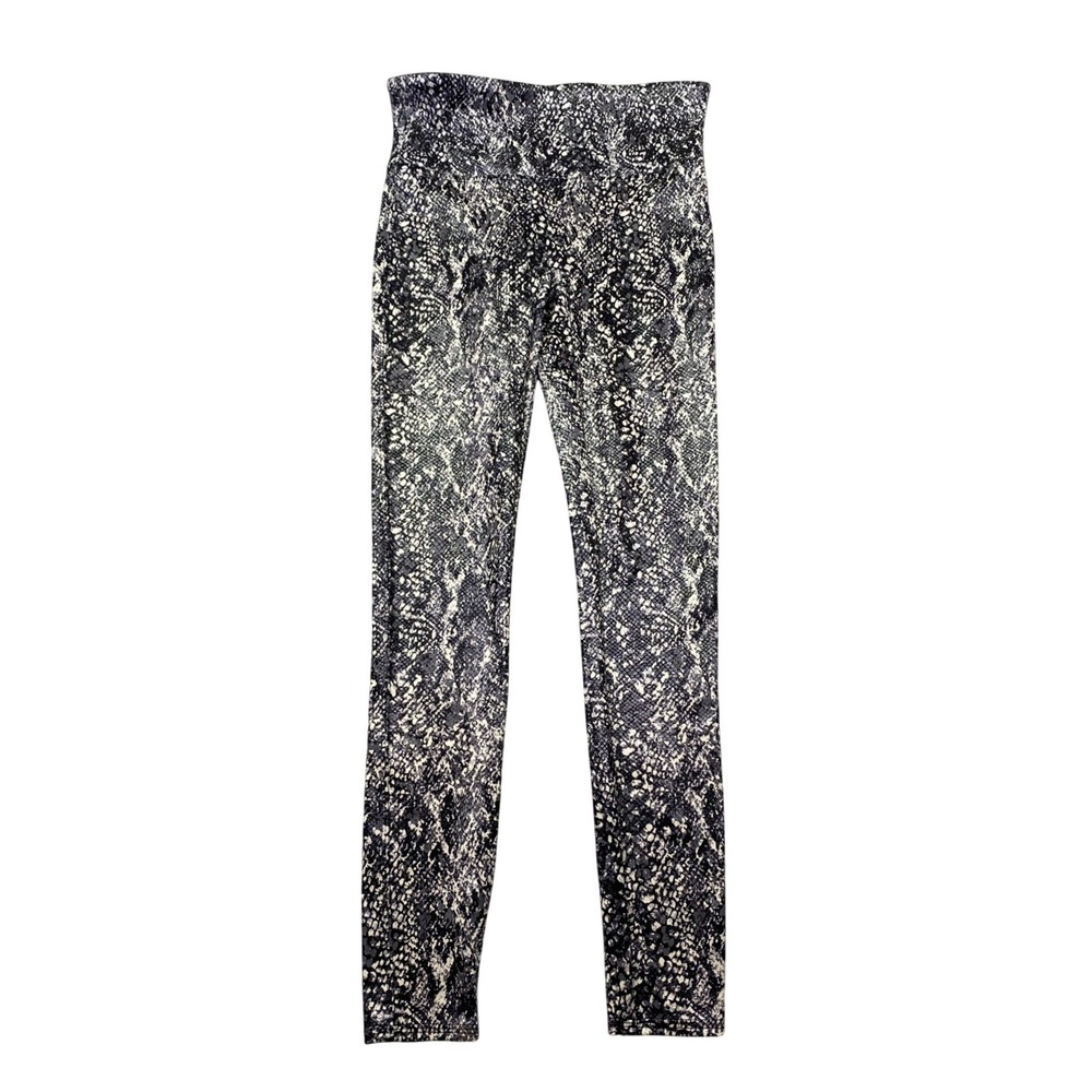 Spanx Snakeskin Print High Waisted Leggings Black White Womens Size M Fits 25"